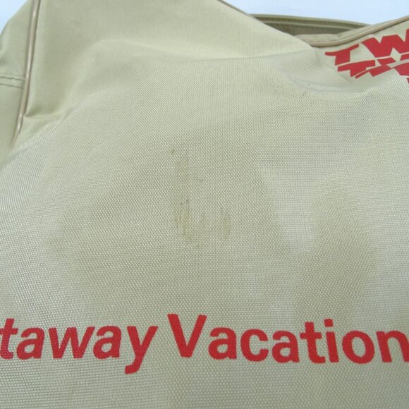 Vintage‎ TWA Airline Beige Getaway Vacation Carry On Messenger Tote Bag - Picture 10 of 13